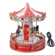 Rotating Holiday Music Box LED Lighted Carousels Toy Christmas Party Decoration