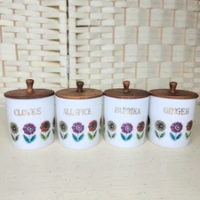 Nasco Fascination Spice Jars Set Of 4 With Wooden Lids