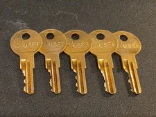 US Elevator 5pc Key Set (USE1-USE5) for Fire Service, Independent Service + More