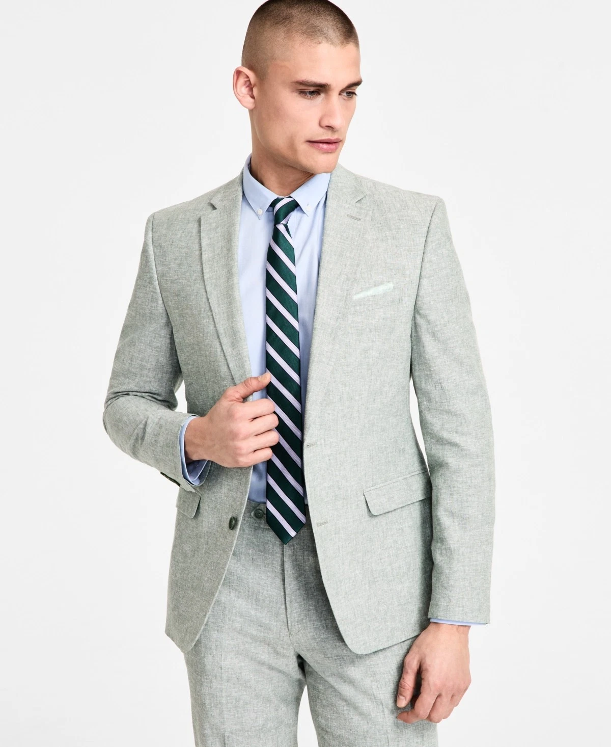 Bar Iii Mens Slim fit Suit Jacket Blazer 44 S Green Solid Linen
Opens in a new window or tab