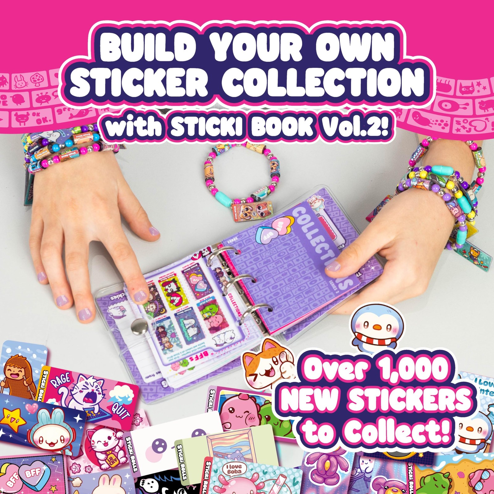 STICKI Rolls Sticki Book - The Original Wearable Shareable Toy Sticker Bracel...