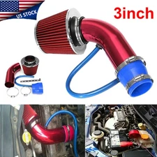 3" Car Cold Air Intake Filter Induction Kit Pipe Aluminum Power Flow Hose System