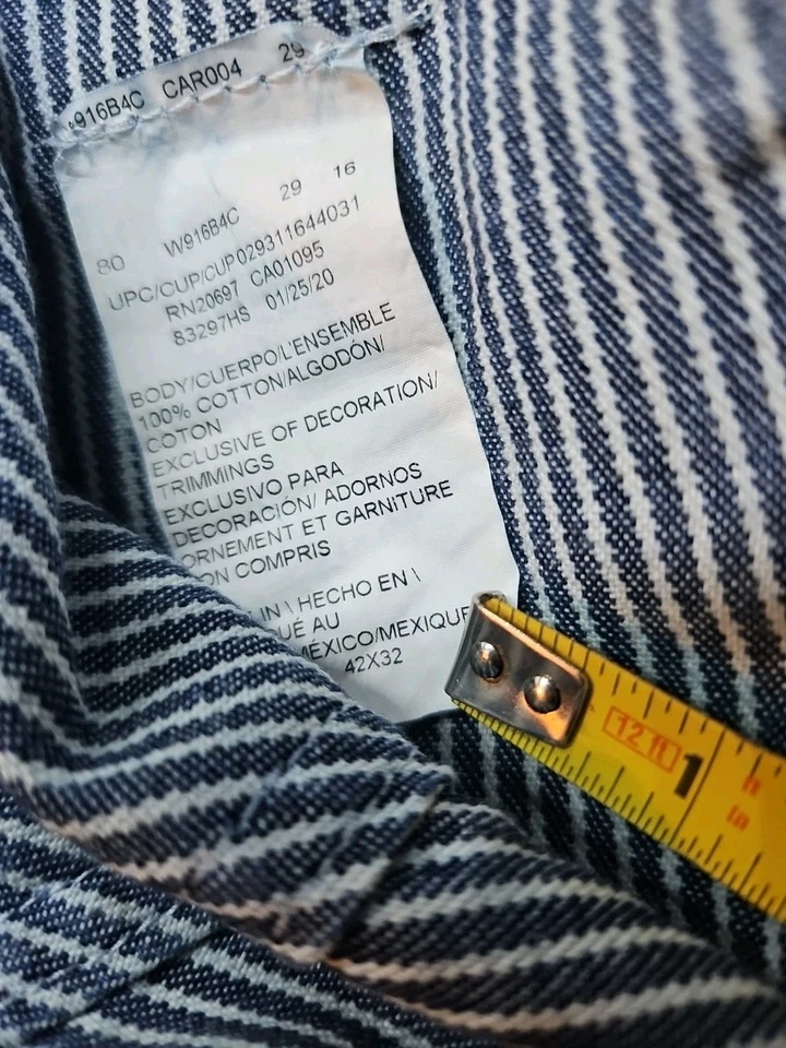 Mono con tirantes Dickies para hombre 42x32 rayas de nogal americano tren conductor carpintero Foto 2 de 4