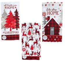Kay Dee Designs Lets Stay For Christmas Kitchen Hand Towel Set Trees Reindeer
