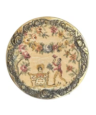 Vintage Regent Powder Compact Micro Petit Point Needlework Unused circa 1950