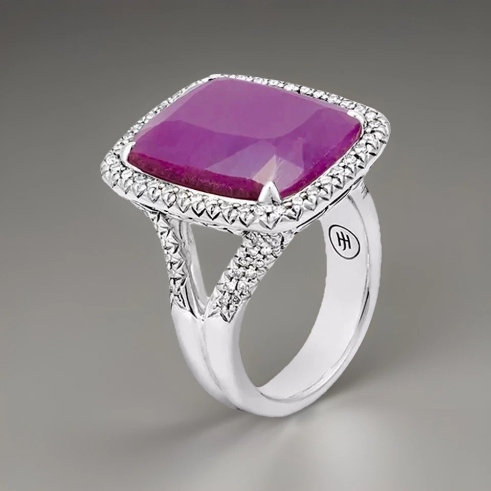 NUEVO SIN ETIQUETAS ANILLO DE CADENA CLÁSICO RUBÍ CORTE MÁGICO DIAMANTES ESTERLINA JOHN HARDY TALLA 7 Foto 3 de 4