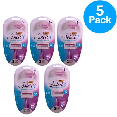 BIC Soleil 3 Sensitive Women's Disposable Razor 3-Blade 2 Count 5 Pack New