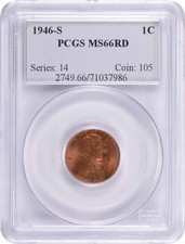1946-s Lincoln Cent Ms66rd Pcgs 1946-s Lincoln Cent Ms66rd Pcgs