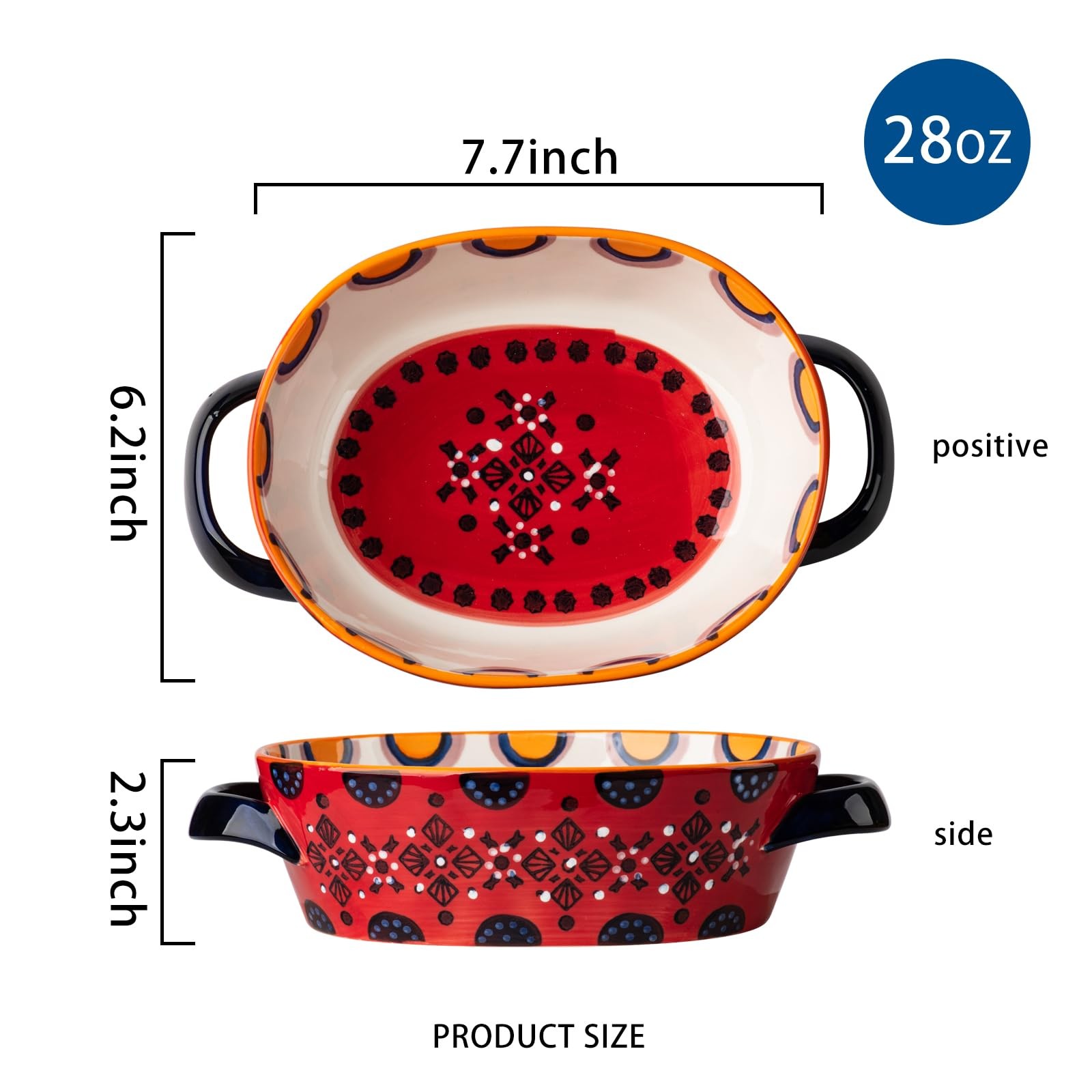 Casserole Dish 9.7x6.26 Ceramic Baking Dish Lasagna Pan Deep for Oven 28oz