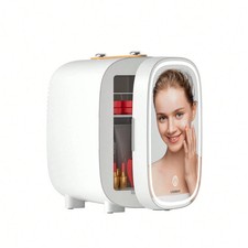 4L Skincare Fridge Cool and Warm with LED Light Mirror Low Noise 25dB Portable