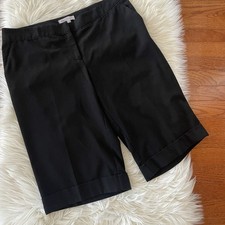 White House Black Market WHBM Bermuda Dress Shorts Size 14 Black