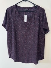 Banana Republic Navy w/ Tiny Red Leaves Pullover Blouse Women  s Small New w/ Tag