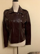 Nwt Bogatelle Heritage Women’s Maroon Patent Vinyl Motorcycle Zippered Jacket M