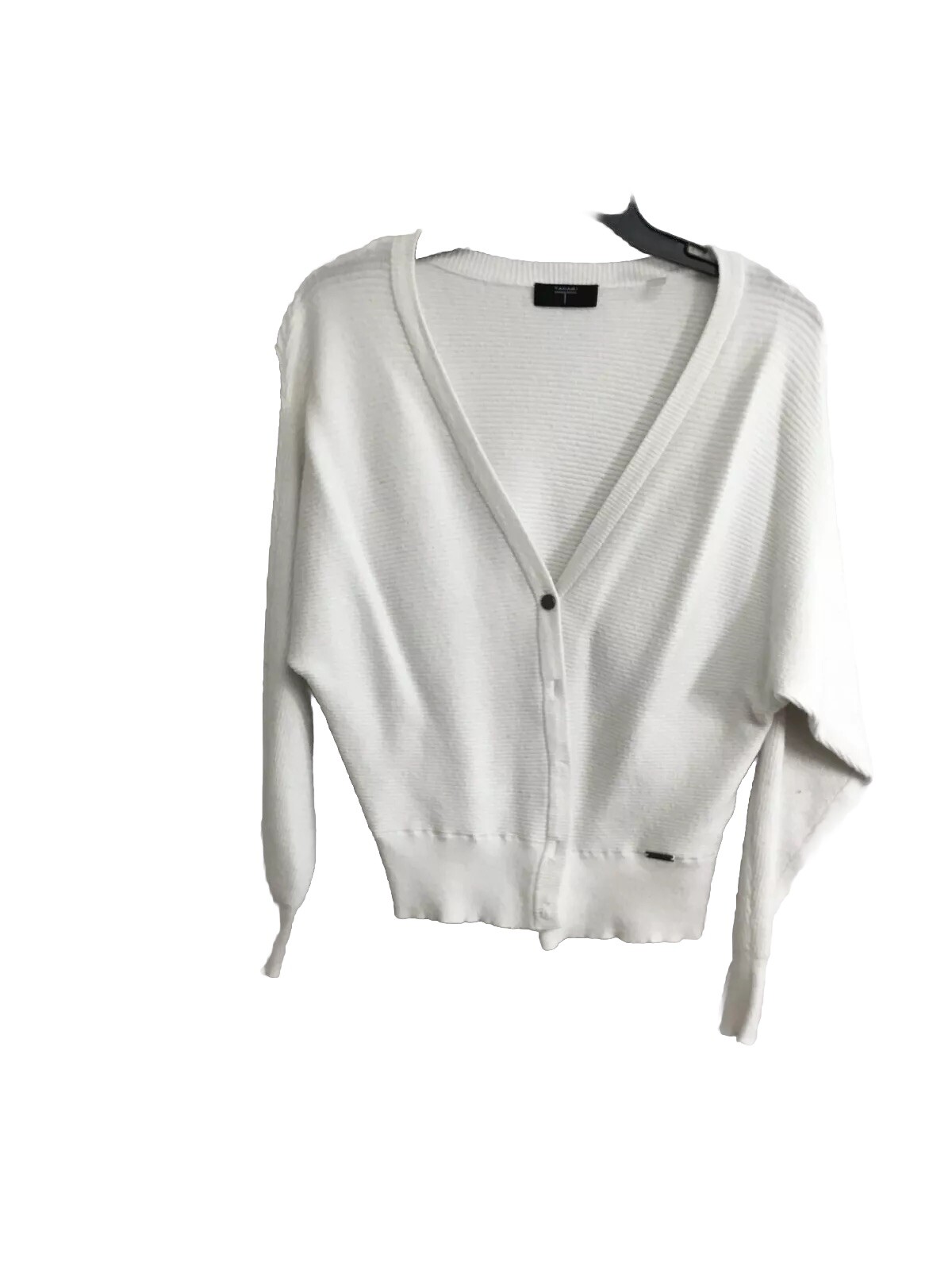 Tahari Womens Knit Button Front Cardigan Sweater Long Sleeve White Size 40