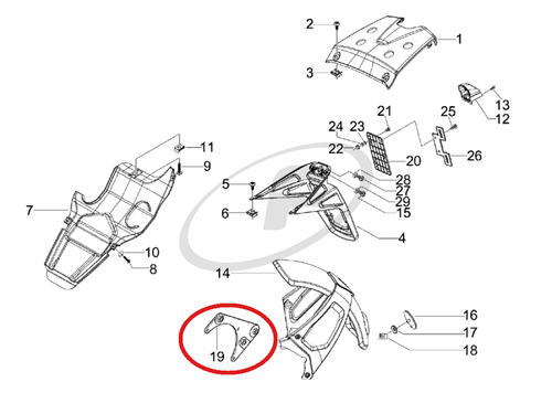 949560 Mudguard Support - Gilera Runner 125 VX/ST & VXR 180 ZAPM46100 ZAPM4630 - Picture 6 of 6
