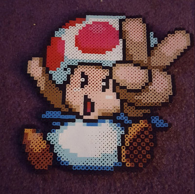 Toad Mario perler art necklace rave melty edm edc sprite hama plur kandi 