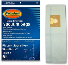 EnviroCare Vacuum Cleaner Dust Bags fit Riccar Supralite Type F Uprights 6 pack