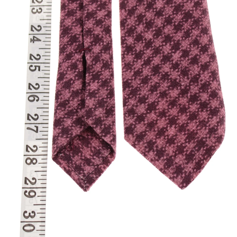 Corbata Kiton nueva sin etiquetas mezcla de lana/seda en pata de gallo borgoña/rosa rosa Foto 4 de 4