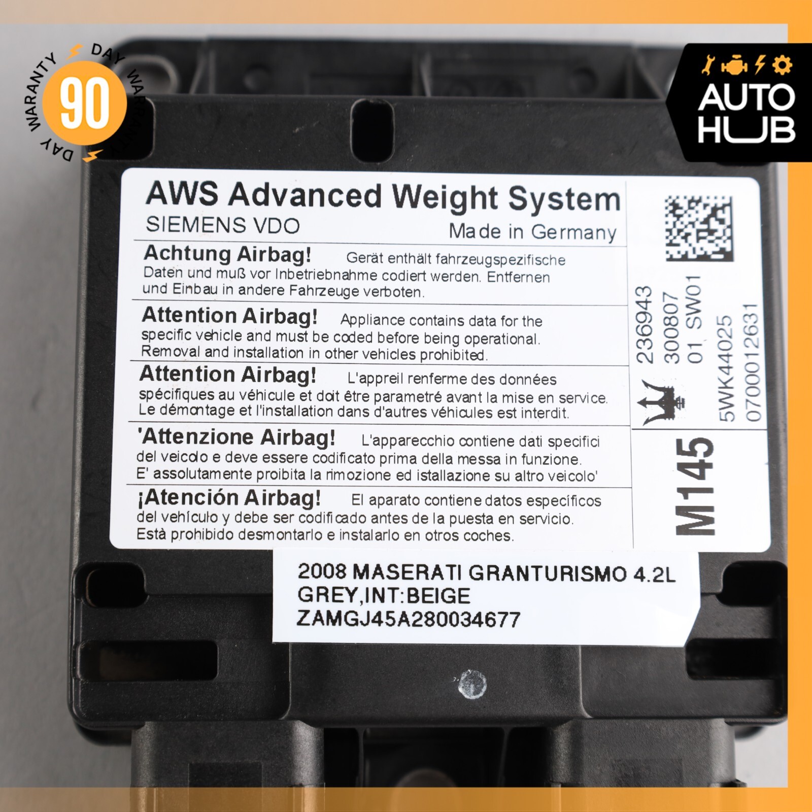 08-12 Maserati GranTurismo M145 AWS Advanced Weight System Control Module OEM