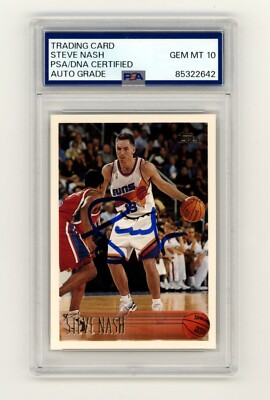 Steve Nash 1996-97 Topps #182 Rookie RC Signed PSA 10 Auto Phoenix