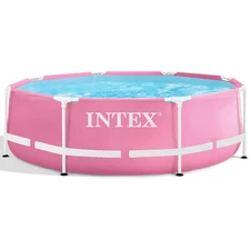 Pink Metal Frame 8' x 30" Above Ground Swimming Pool