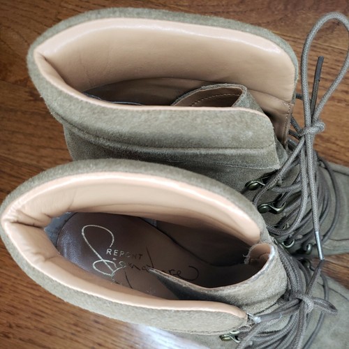 Report Signature 8.5 Poe Ankle Lug Sole Boot Heel Brown Tan Suede Lace Up NEW - Picture 7 of 12