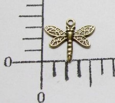 34363 6 Pc Brass Oxidized Small Dragonfly Charm Jewelry Finding