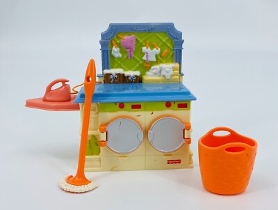 Fisher Price Loving Family Doll House Laundry Room Washer/Dryer-Iron-Mop 
