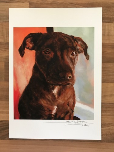 Staffordshire Bull Terrier Signed Dog Print by Susan Harper Unmounted - Picture 2 of 2