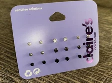 Claire’s sensitive solution pearl rhinestone black stud earrings Christmas