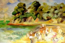 Auguste Renoir Replica Oil Painting -The Beach at Pornic - size 36"x24"