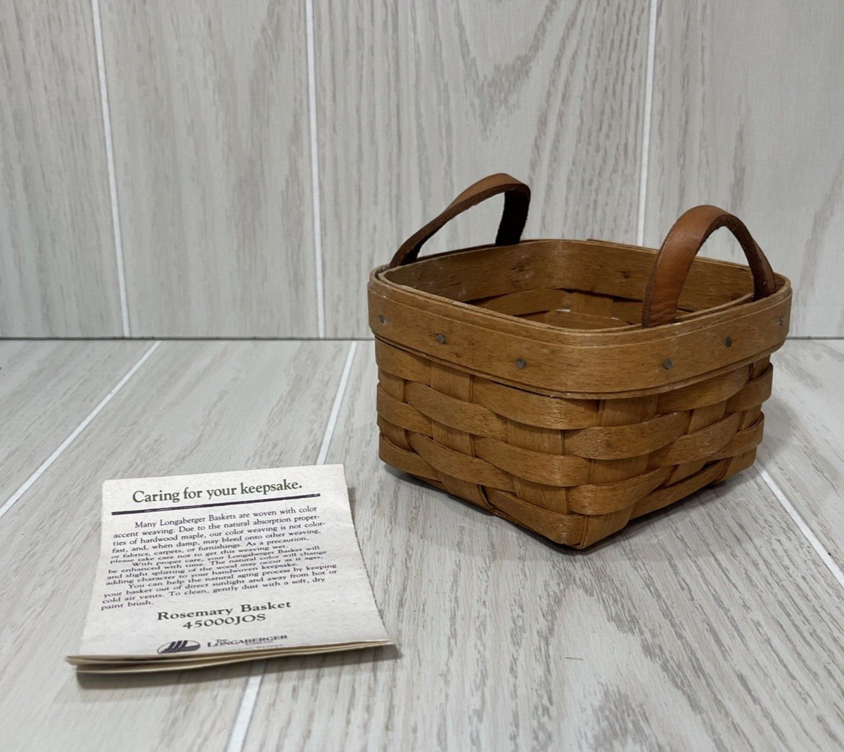 Longaberger 1992 Rosemary booking Basket small leather handles | eBay
