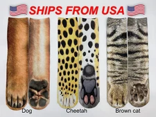 3D print unisex animal paws socks funny novelty socks just for laughs