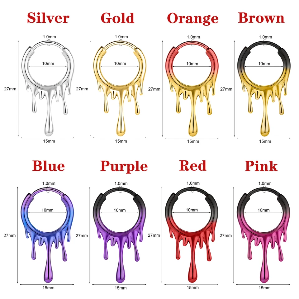 Anillo tabique nariz acero inoxidable 18G lava líquido forma tabique piercing joyería Foto 2 de 4