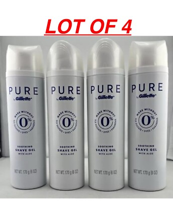 Men's Gillette Pure Soothing Shave Gel 0% w/Aloe 6 oz ( 4 pc )