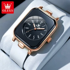 OLEVS Women Quartz Watch Waterproof Silicone Strap Square Dial Business Watch
