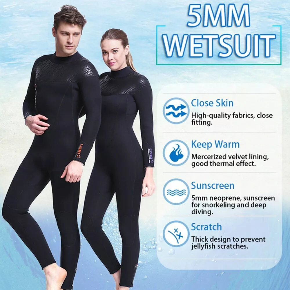 5mm Neoprene Wetsuit for Men Women Diving Fishing Hunting Suit Scuba  Snorkeling