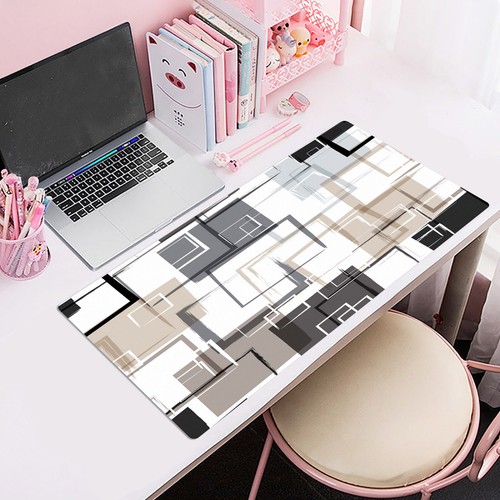 Black and Brown Mouse Pad Geometric Desk Mat for Keyboard and Mouse Desk Pad - Picture 3 of 6
