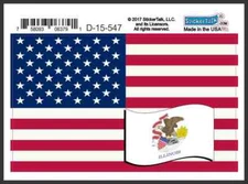 5×3 America and Illinois Flag Magnet Vinyl Magnetic State US Flag Vehicle Decal