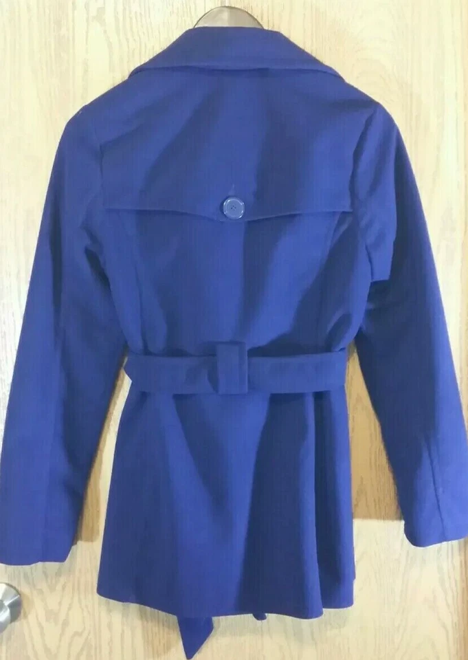 Medium Jou Jou Purple Double Breasted Belted Pea Coat 600mm Polyurethane Coating - Image 2 of 4