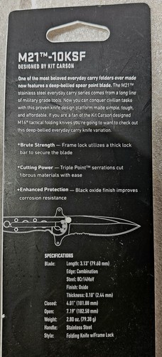 CRKT M21-10KSF - Kit Carson Designed Black Stainless Steel Folding Knife - Picture 3 of 4