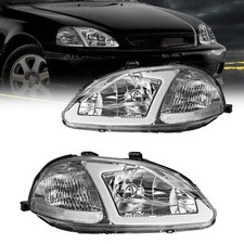 For 1996 1997 1998 Honda Civic EJ/EM/EK LED DRL Bar Headlights Light Lamps Clear