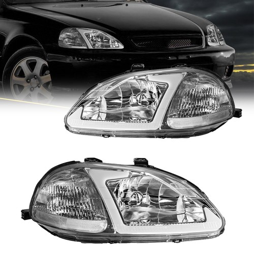 For 1996 1997 1998 Honda Civic EJ/EM/EK LED DRL Bar Headlights Light Lamps Clear 997750650978 eBay