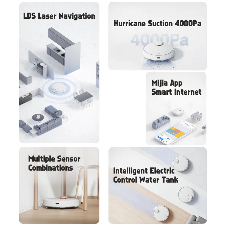 Xiaomi Robot Vacuum Cleaner 3C Mopping LDS Laser Navigation Zone Clean 4000Pa - Image 4 of 4