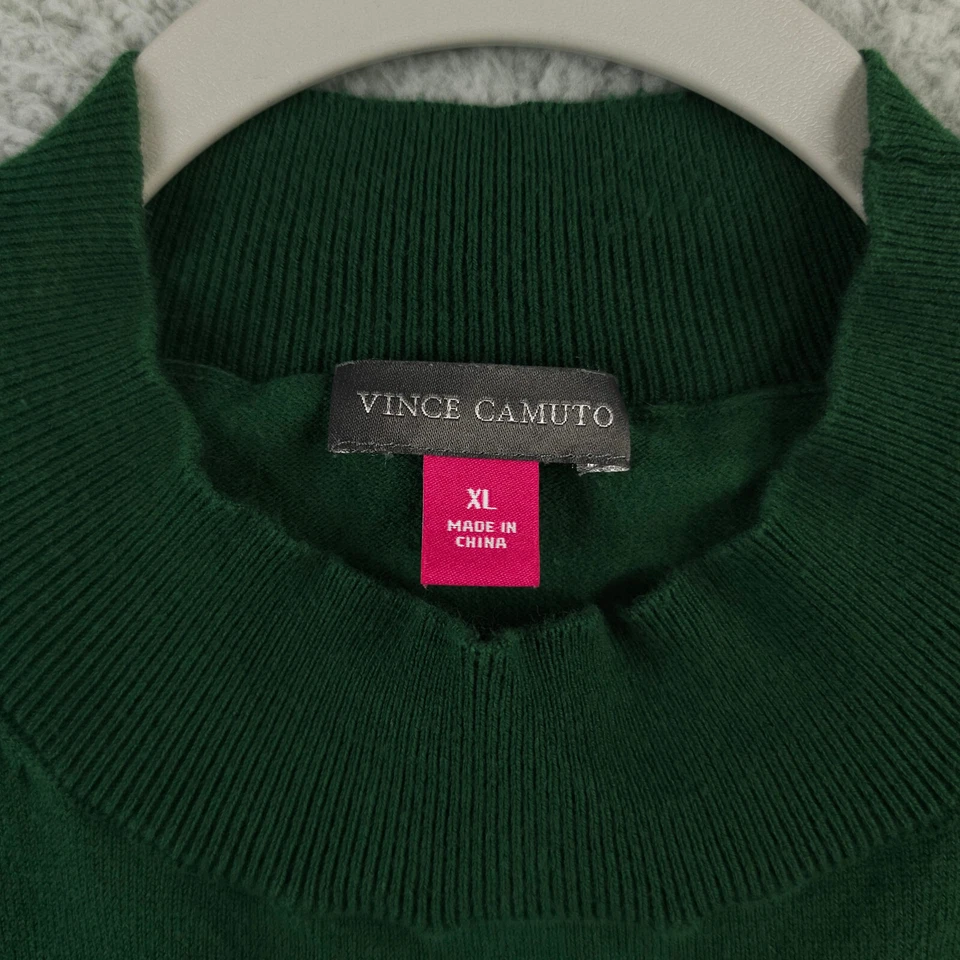 Suéter Vince Camuto Mujer XL Verde Transparente Suizo Clip Punto Manga Globo Pullover Foto 3 de 4