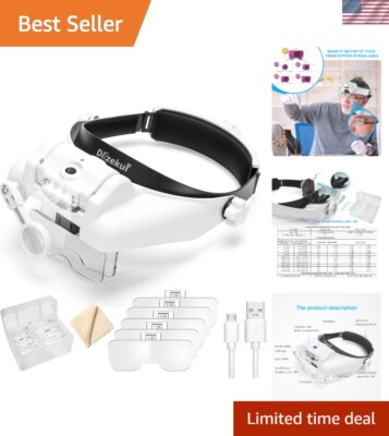 Comfortable Adjustable Head Magnifier with 6 Lenses - Perfect for Close Work