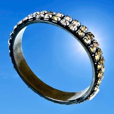 Rhinestone Vintage Bangle Braclet Clear Prong Set AS IS Missing Stone