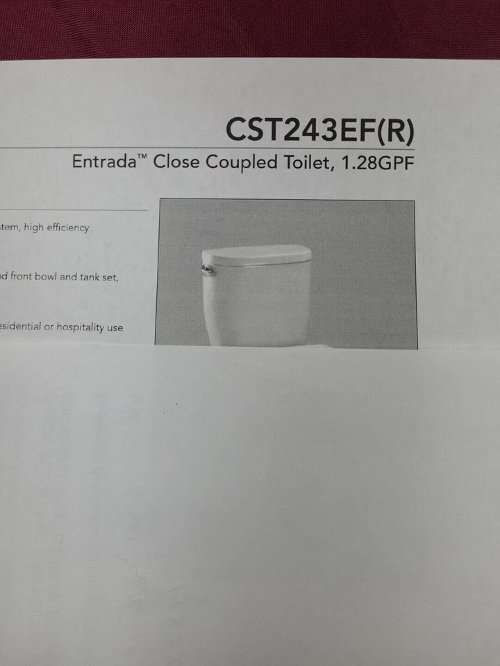 TOTO ST243ER#01 Entrada E-Max 1.28 GPF Toilet Tank-COTTON-FITS C243EF Round Bowl - Image 4 of 4