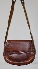 70'S BOHO TOOLED LEATHER MEDIUM SIZE SADDLE BAG