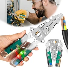 18 in 1 Foldable Wire Strippers W/ Voltage Test Cable Cutting Crimping Pliers US